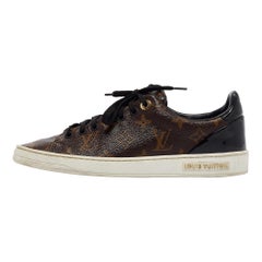 Louis Vuitton Brown/Black Monogram Canvas & Leather Frontrow Sneakers Size 37.5