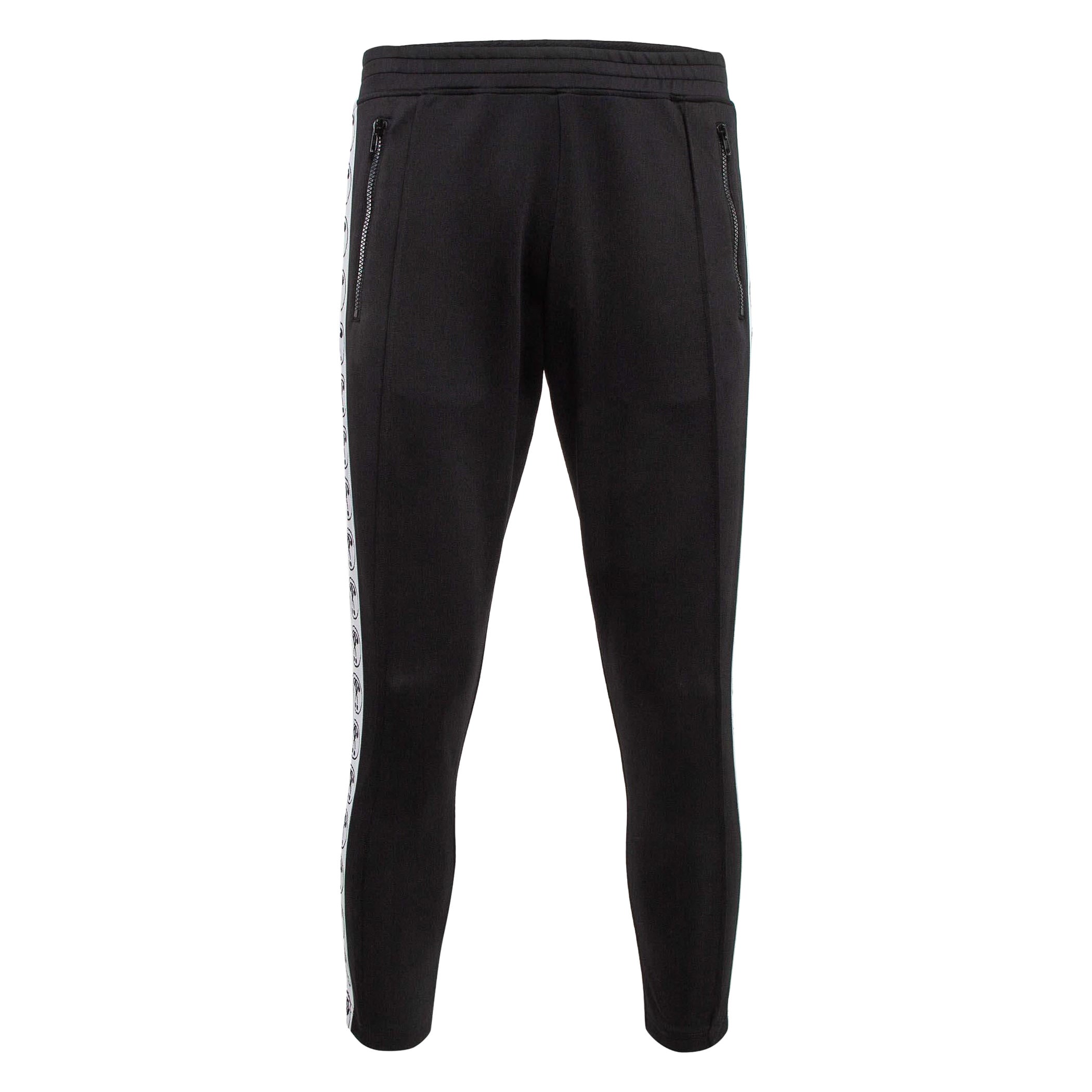 Moschino Couture Schwarz Logo Seitenstreifen Stretch-Strick-Trainingshose S