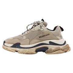 Balenciaga Grey/Black Nubuck Leather Triple S Sneakers Size 43