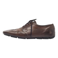 Prada Brown Brogue Leather Lace Up Oxfords Size 44