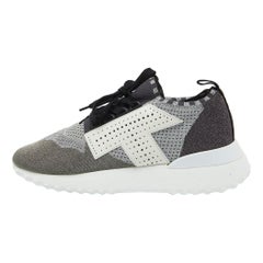 Tod's Multicolor Knit Fabric and Leather Lace Up Sneakers Size 40.5