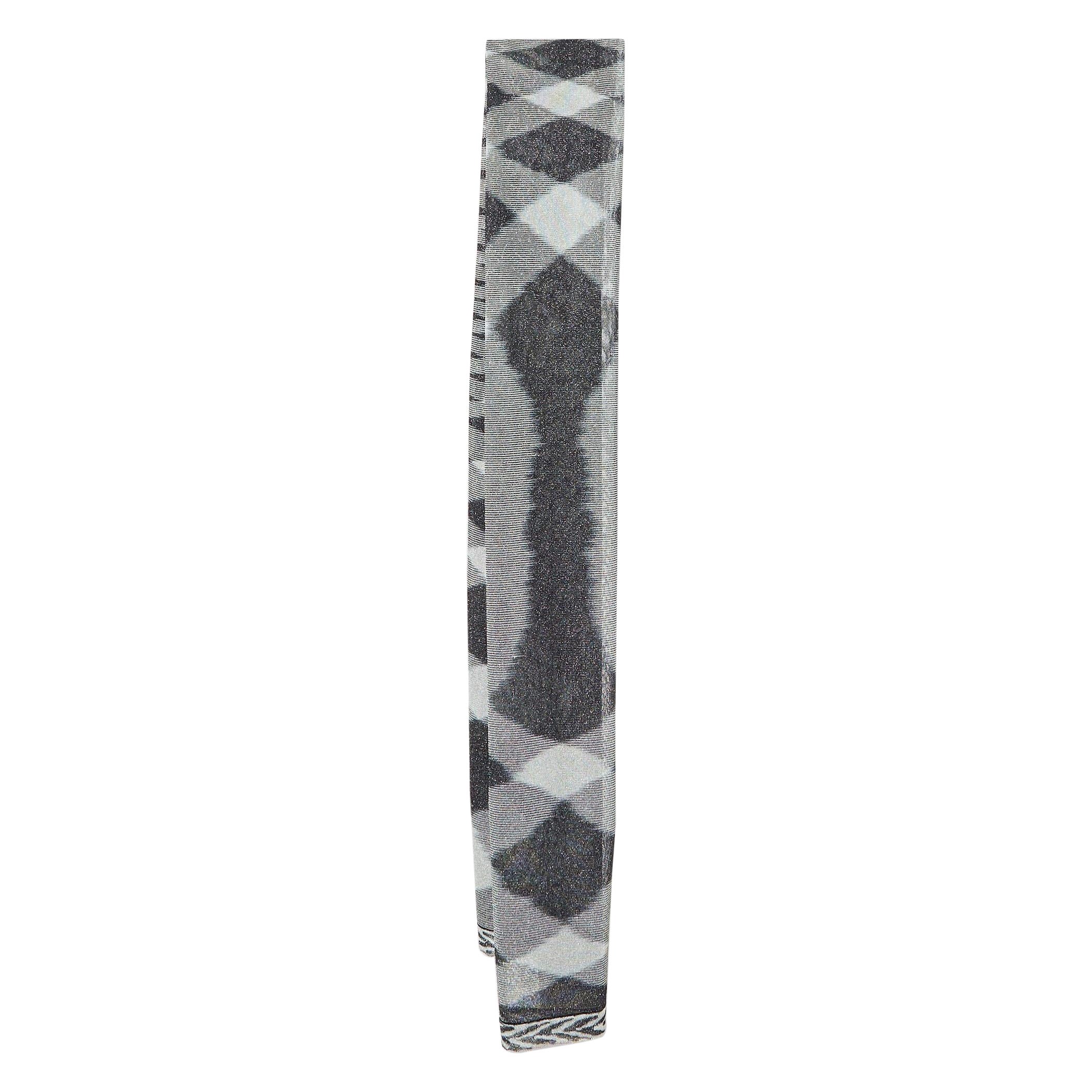 Missoni Monochrome Diamond Pattern Lurex Knit Stole For Sale