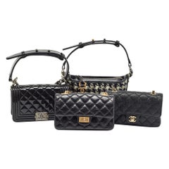 Chanel Black Quilted Leather Success Story Trunk and Set of 4 Mini Bags