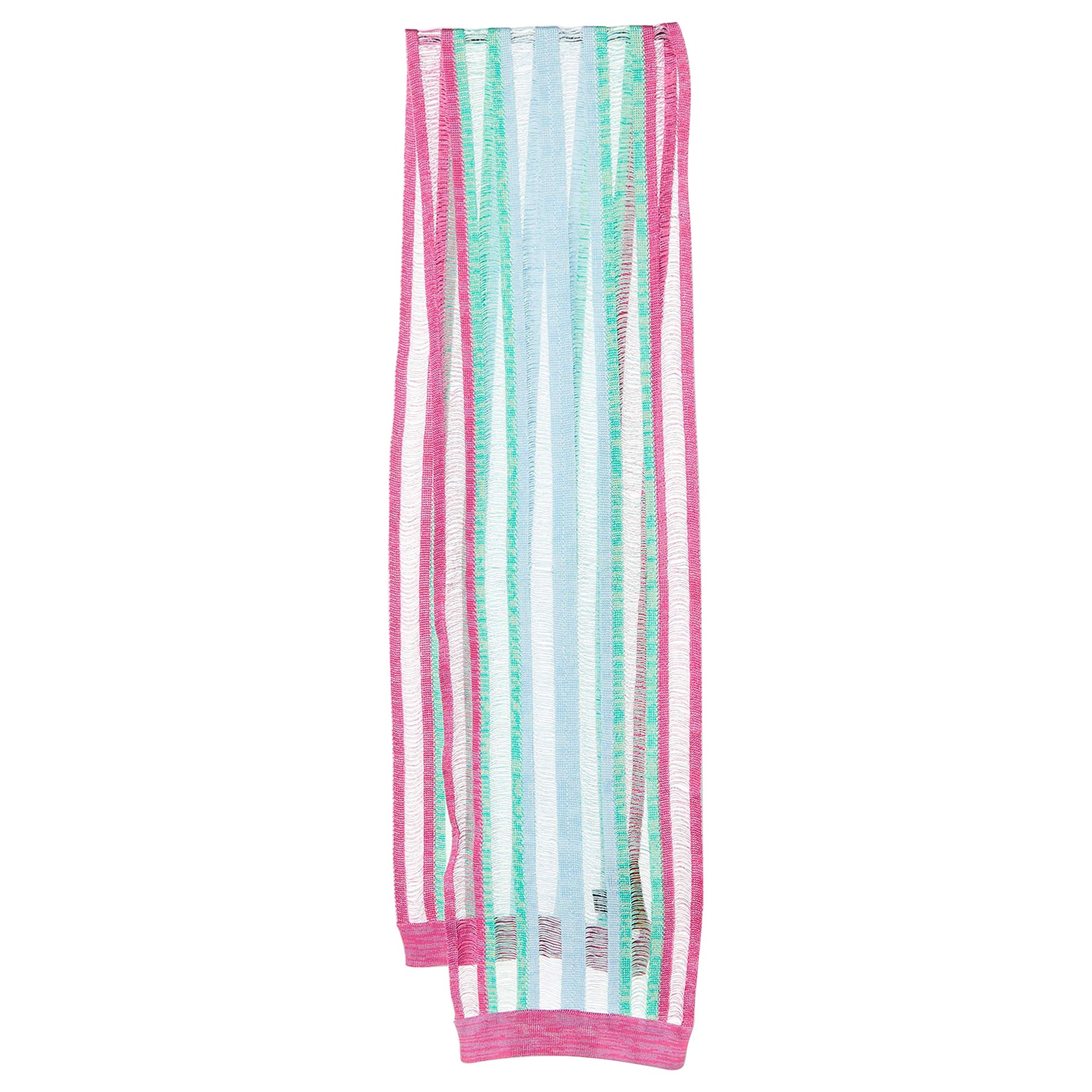 Missoni Multicolor Striped Cotton Knit Stole For Sale