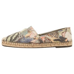 Valentino Multicolor Butterfly Print Canvas Espadrille Flats Size 39