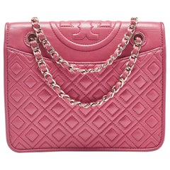 Tory Burch Pink Leather Small Fleming Shoulder Bag
