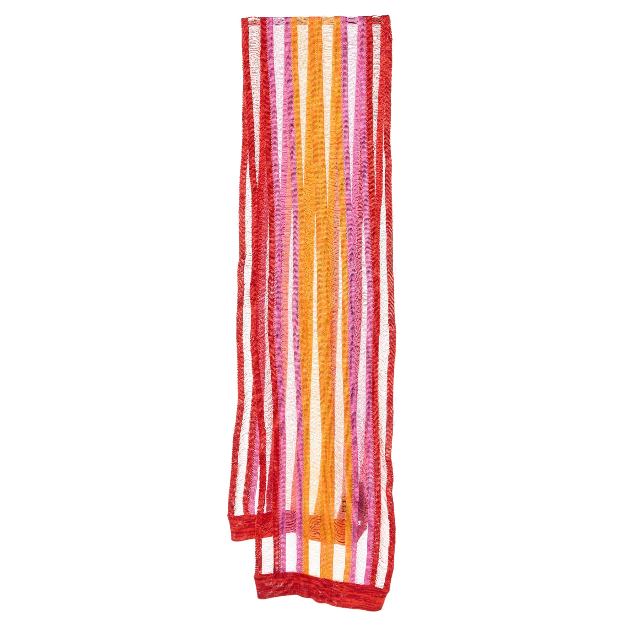 Missoni Red/Yellow Striped Cotton Knit Stole