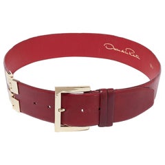 Oscar de la Renta Red Leather Waist Belt Medium