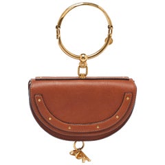 Chloe Tan Leather Small Nile Bracelet Minaudiere Bag