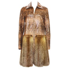NWT ROBERTO CAVALLI Snake Fur Fox Coat Jacket Italian 44 - US 8