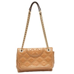 Tory Burch Brown Quilted Leather Fleming Shoulder Bag
