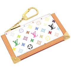 Louis Vuitton Pochette Cles White Multicolor Monogram Coin Key Case