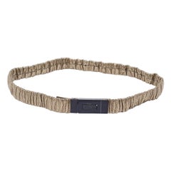 Ceinture Burberry à taille mince en cuir froncé or 85 cm