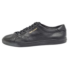 Saint Laurent Schwarze Leder Court Classic Lace Up Turnschuhe Größe 47