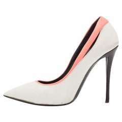 Giuseppe Zanotti White/Pink Leather Pointed Toe Pumps Size 37