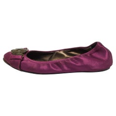 Burberry Púrpura Satén Hebilla Logo Scrunch Bailarinas Talla 37