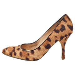 Roberto Cavalli - Escarpins en cuir de veau imprimé animalier - Brown/Beige - Taille 36,5