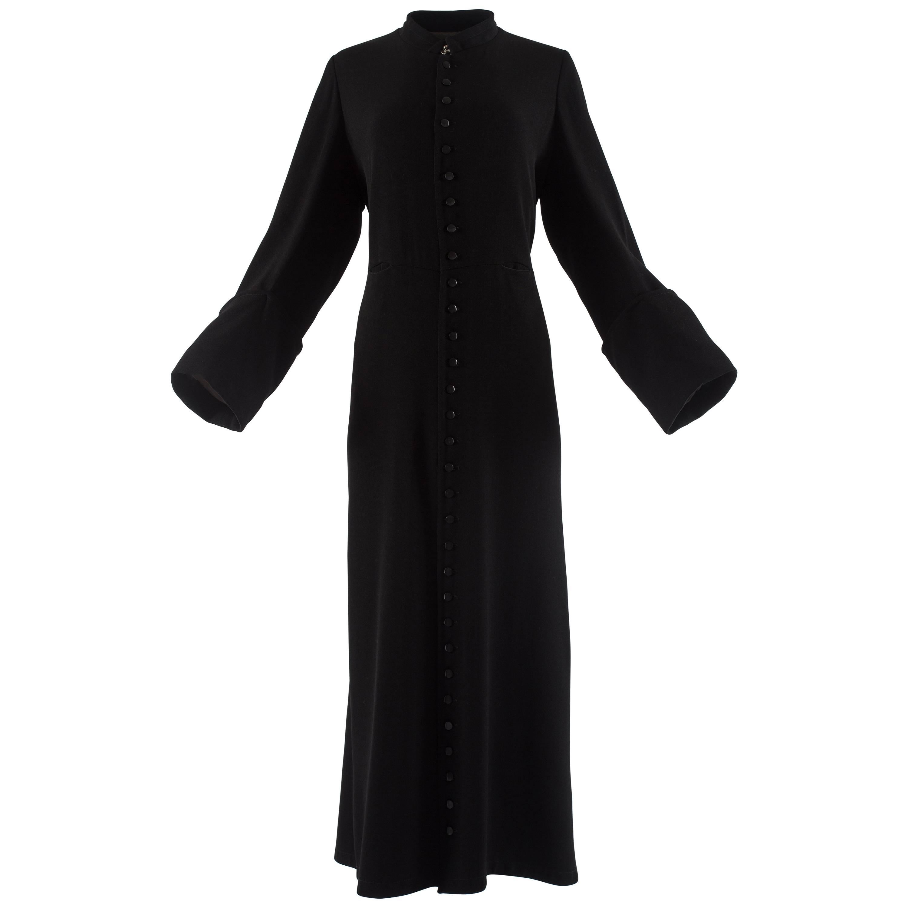 Margiela Autumn-Winter 1992 black cotton full length priest coat
