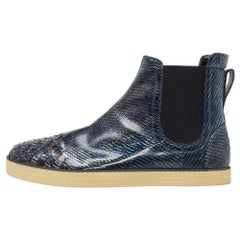 Bottega Veneta Navy Blue Karung Chelsea Boots Size 39