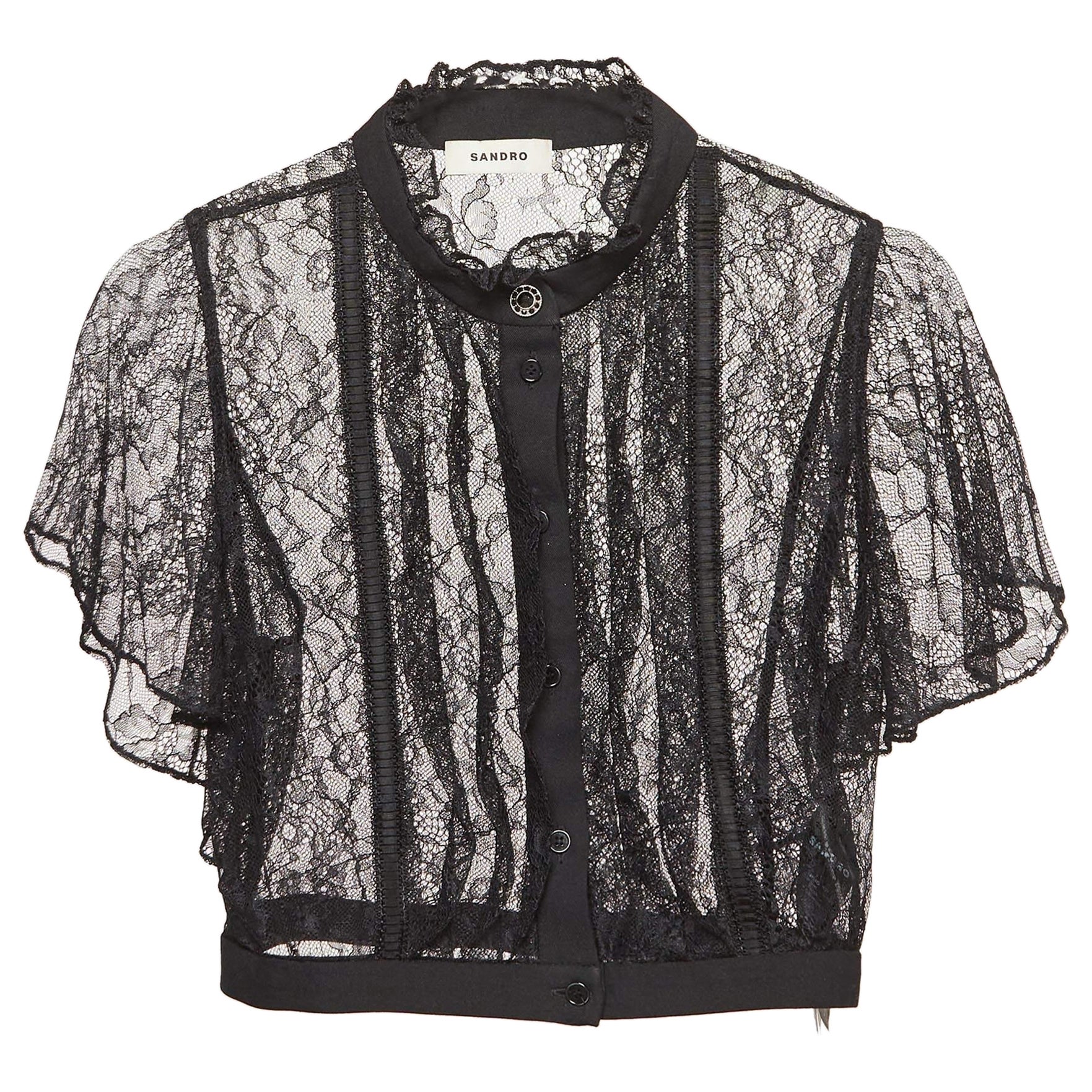 Sandro - Top court en dentelle noire XS en vente