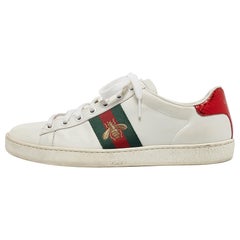 Gucci White Leather Web Ace Sneakers Size 38