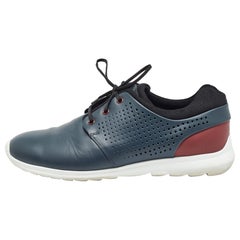 Ermenegildo Zegna Blue/Red Leather Lace Up Sneakers Size 44