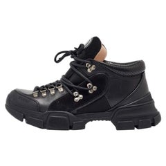 Gucci Black Suede Mesh and Leather Flashtrek Sneakers Size 42