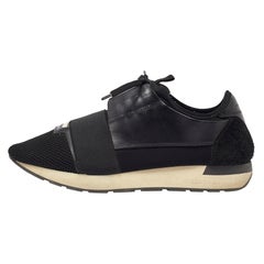 Balenciaga Black Leather and Mesh Race Runner Sneakers Size 41