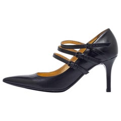 Bottega Veneta Black Leather Mary Jane Pumps Size 37.5