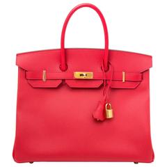 Brand New Hermes Birkin 35 Rouge Casaque Epsom GHW 8