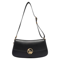 Bolso S-Wave de piel negra Stella McCartney