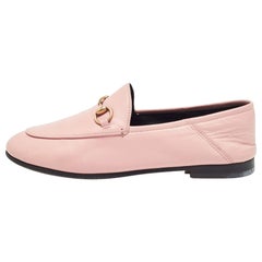 Gucci Pink Leather Jordaan Loafers Size 37