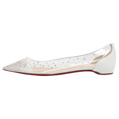 Christian Louboutin White Leather and PVC Degrastrass Ballet Flats Size 39.5