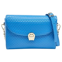 Aigner - Sac à bandoulière Genoveva en cuir texturé bleu