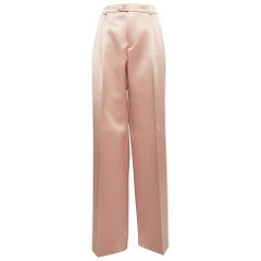 Gucci Pink Satin Pleated Straight Trousers M