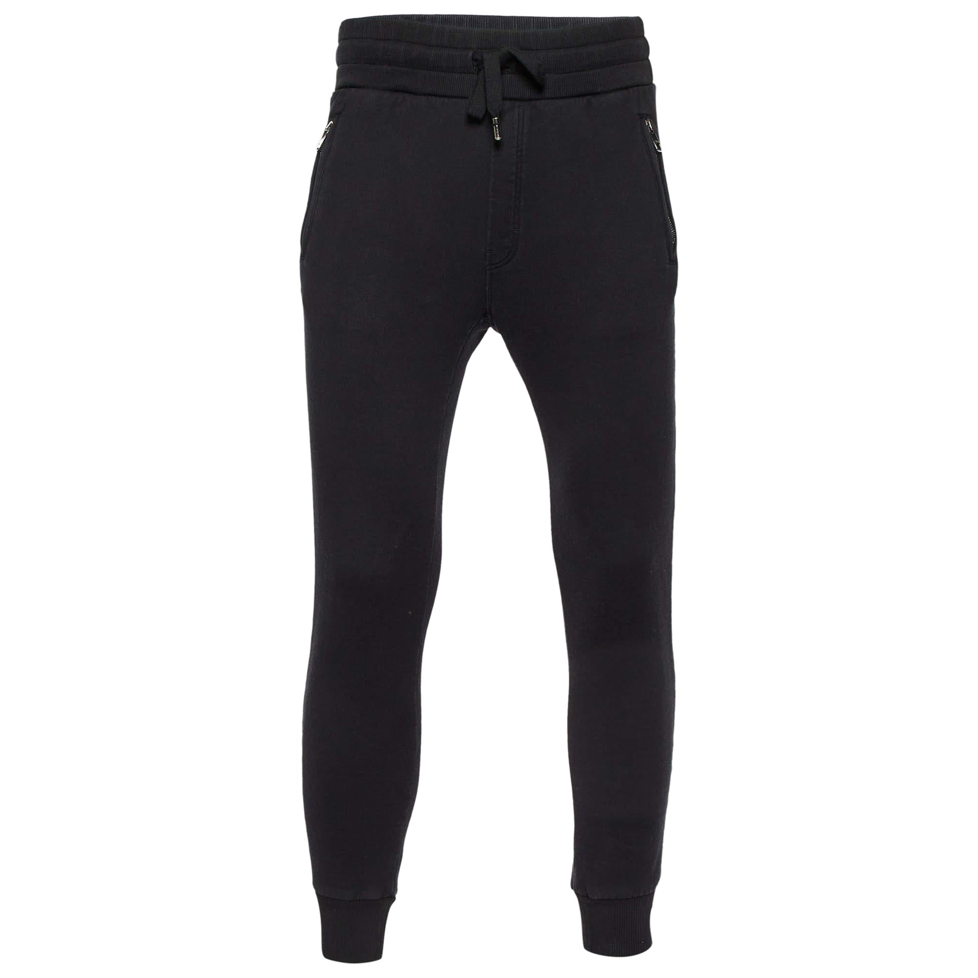 Dolce & Gabbana Black Cotton Jogger Pants XS For Sale