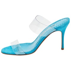 Manolo Blahnik Transparent PVC Scolto Sandals Size 37