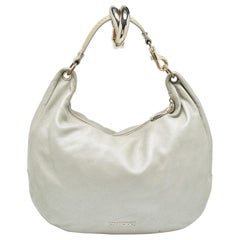 Jimmy Choo Silver Leather Large Solar Hobo