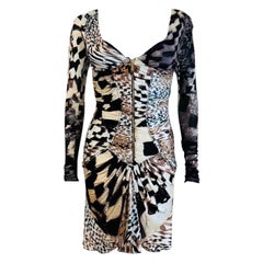 Vintage H/W 2003 Roberto Cavalli Laufsteg Geometrisches Minikleid mit Korsett und Bustier, Vintage