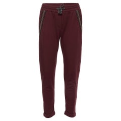 Brunello Cucinelli Burgundy Cotton Knit Pants XS