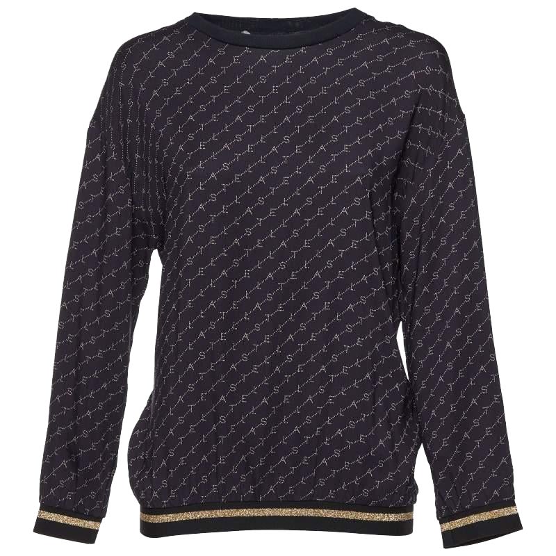 Stella McCartney - Pull en jersey bleu marine imprimé logo S