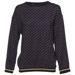 Stella McCartney Navy Blue Logo Printed Jersey Jumper S