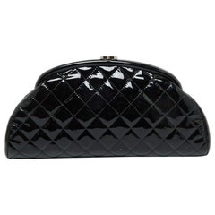 Chanel Black Quilted Patent Leather Timeless Clutch