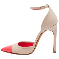 Bombas con correa al tobillo de piel y charol beige/rosa de Givenchy Talla 37.5