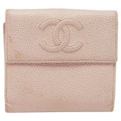 Chanel Pink Caviar Leather CC Compact Wallet