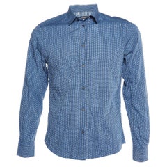 Dolce & Gabbana Gold Blue Patterned Buttoned Up Shirt XS