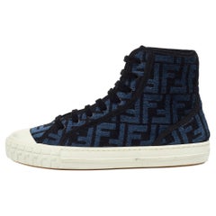 Fendi Blue/Black Zucca Velvet Domino Sneakers Size 39