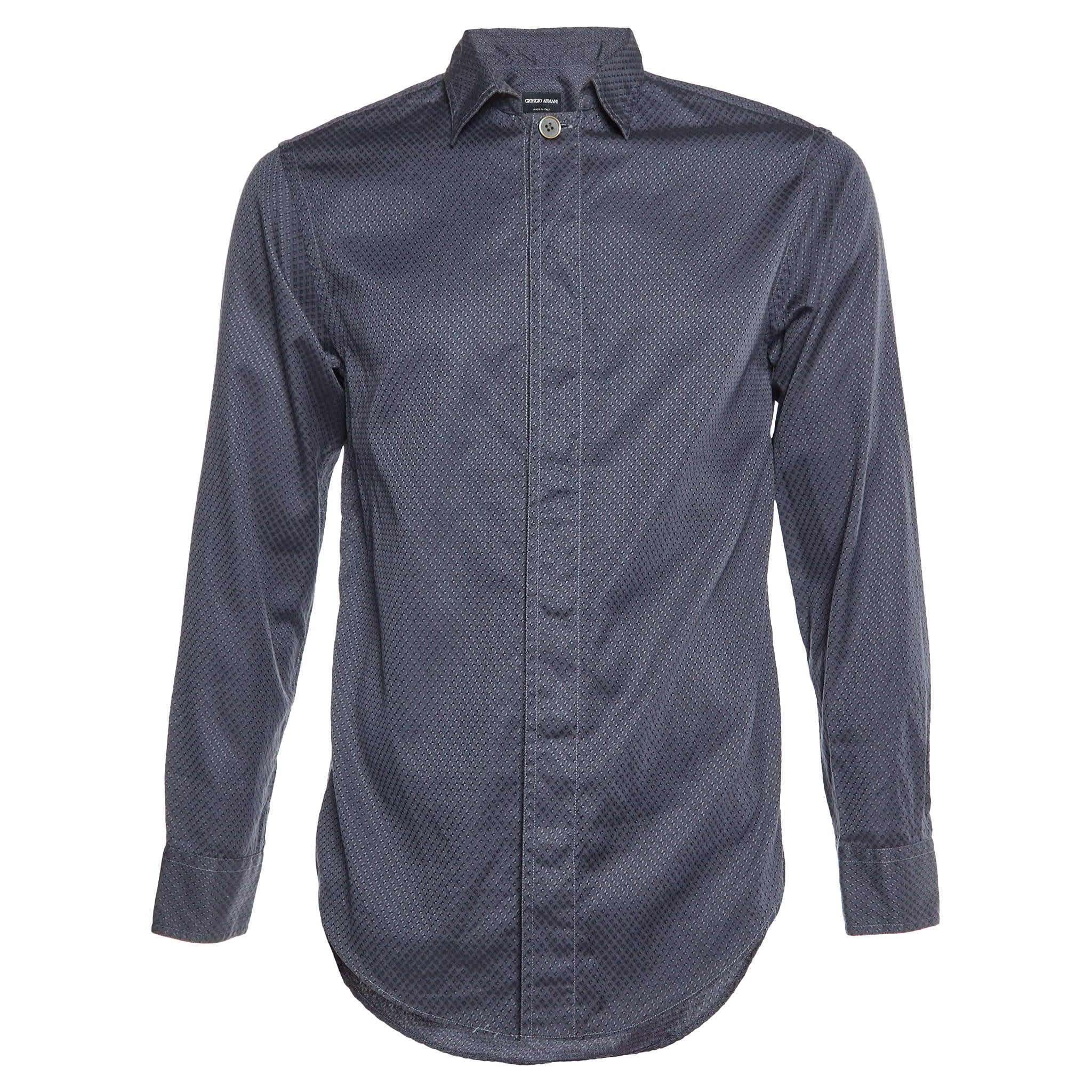 Giorgio Armani - Camicia abbottonata in cotone grigio a fantasia M.