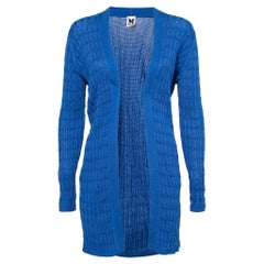 M Missoni Blue Ribbed Knit Open Front Cardigan M