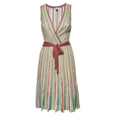 M Missoni Robe courte sans manches à col en V en tricot à motifs multicolores S.